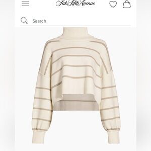 Free People White Striped Turtleneck Sweater